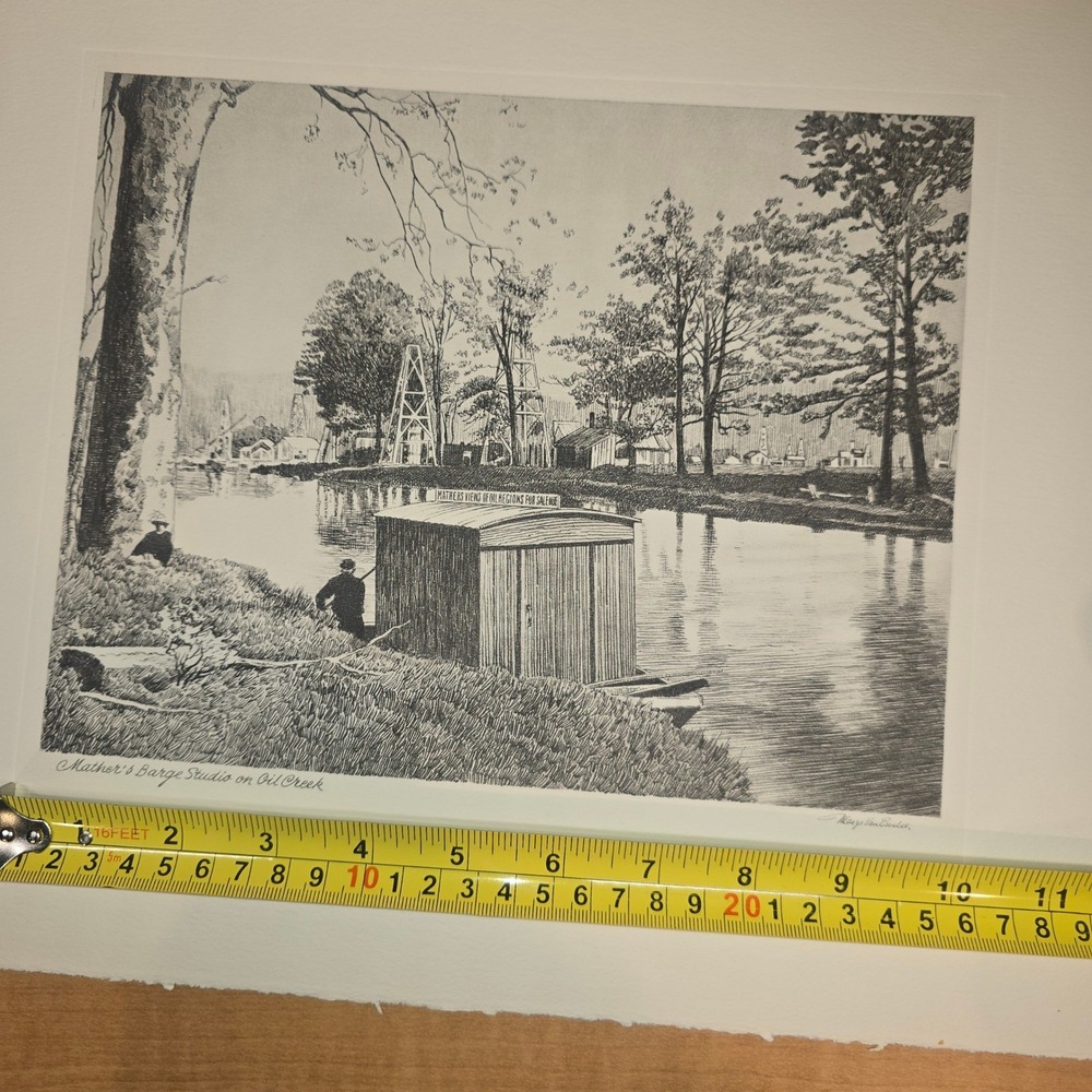 Menzo Van Esveldt Mather's Barge Studio on Oil Creek Vintage 16" x 12" print - Picture 6 of 8